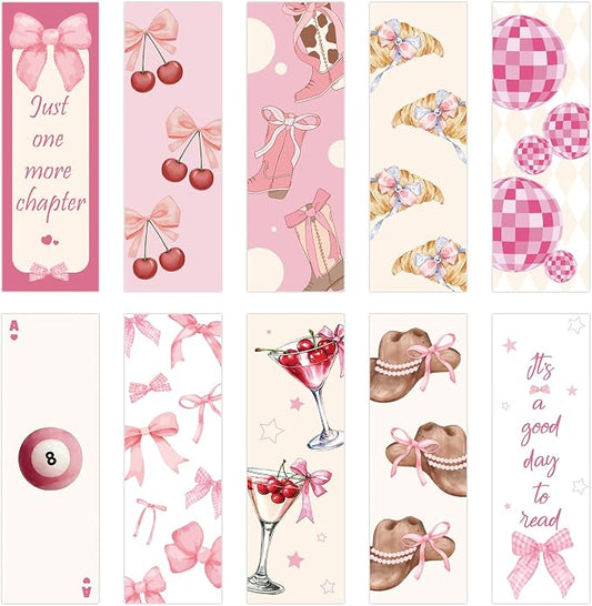 Coquette Aesthetic Bookmarks, 100 Pcs Pink Bow Girly Book Marks, Bookish Gifts for Reading Women Book Lovers