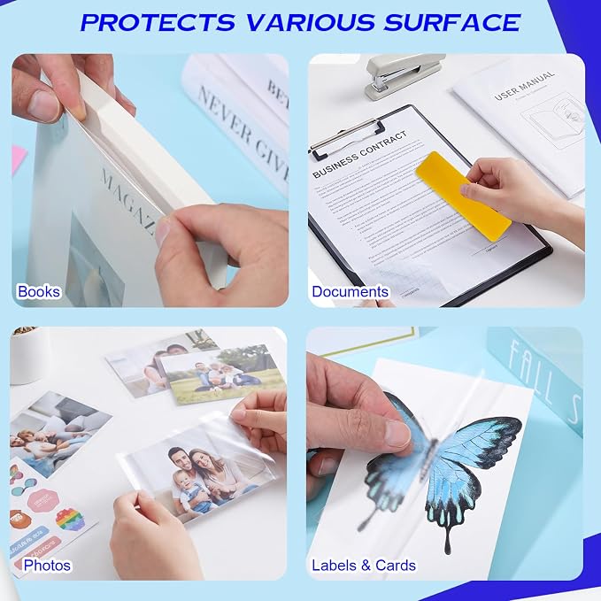 WSICSE 4 Rolls Clear Contact Paper, 13.5 in x 5 ft Clear Self Adhesive Book Covers Protective Paper Protector for Books Crafts Textbook Documents Home Decor