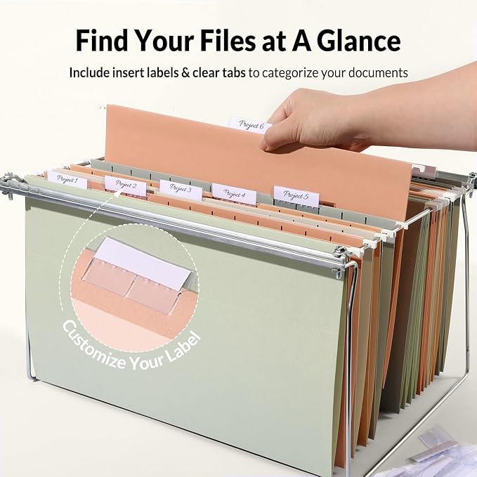 SUNEE Hanging File Folders Legal Size, 25 Pack File Folders 1/5-Cut Tabs, Morandi Colors, Stay Organized for Your Home and Office Bulk File and Documents