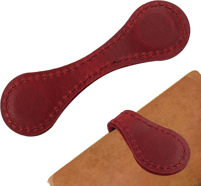 Jiozermi 1 Pcs Red Magnetic Bookmarks, Double-Sided Magnetic Bookmark Clips Leather Magnetic Bookmarks for Women Book Lover Readers Kids Teacher Student