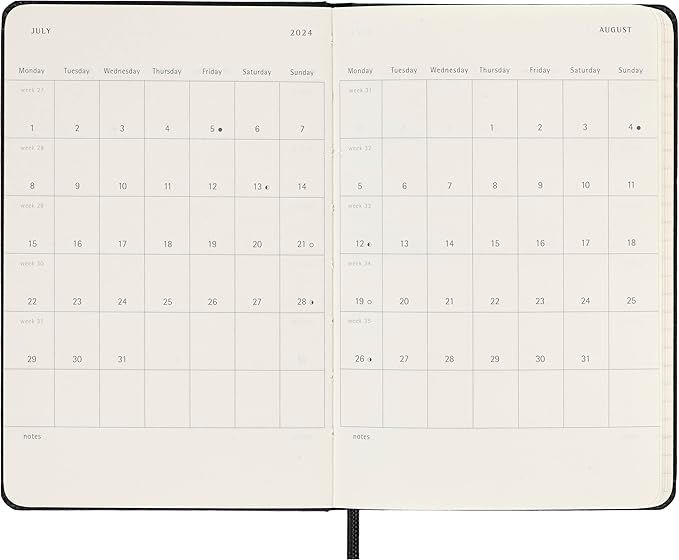 Moleskine Classic 12 Month 2024 Weekly Horizontal Planner, Hard Cover, Pocket (3.5" x 5.5"), Black