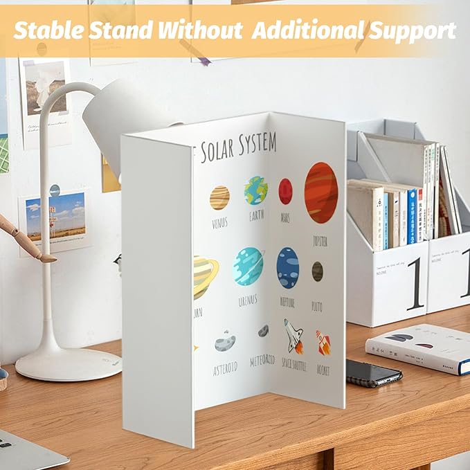 Ndsox 3 Pack 24" x 16" White Trifold Poster Board Foam Core, Small Tri Fold Foldable Display Posterboard Foam Project Boards for School Projects, Photos Displays & Business Presentations