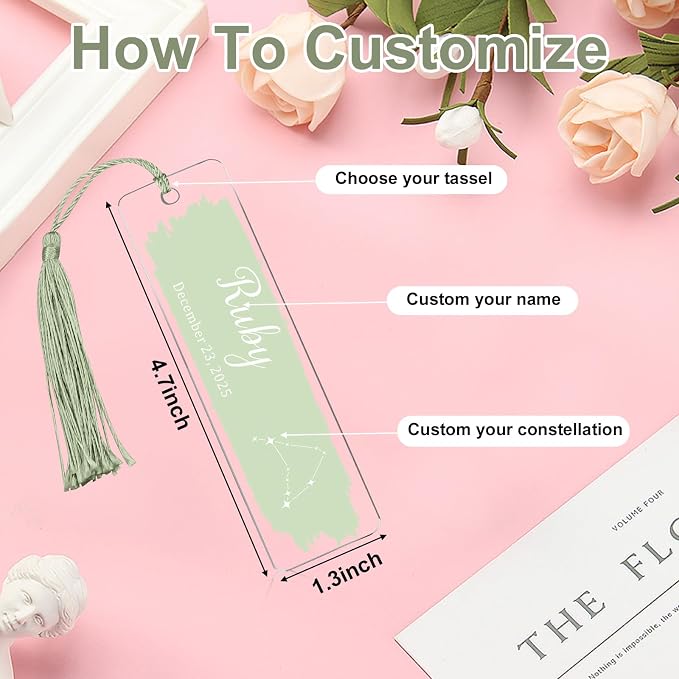 Personalized Bookmarks for Women Book Lover Birth Flower Birthday Customized Gifts for Reading Her Daughter Friends (Acrylic #8)