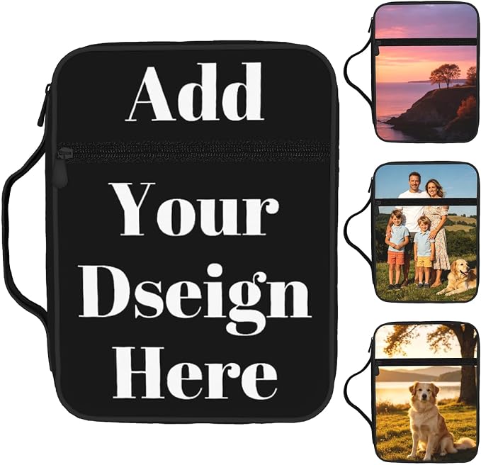 Personalized Bible Cover for Men Women Custom Bible Case with Picture Text Name Logo Customized Storage Bag with Pockets
