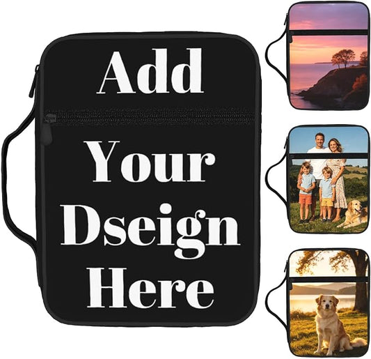 Personalized Bible Cover for Men Women Custom Bible Case with Picture Text Name Logo Customized Storage Bag with Pockets
