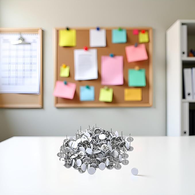 100 Pcs Thumb Tacks White Flat Rounded 11mm/0.43" Nailhead L13mm/0.51" Decorative Pin Push Pins Home/Office for Bulletin Board,Notice Board/Map Nails,Tape Adhesives Fasteners