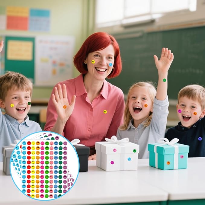 6000 Pieces Smiley Face Stickers, Small Happy Face Stickers, Round Happy Face Decals Colorful Mini Incentive Reward Stickers for Kids, Behavior Chart Sticker for Students Teachers Classroom Supplies