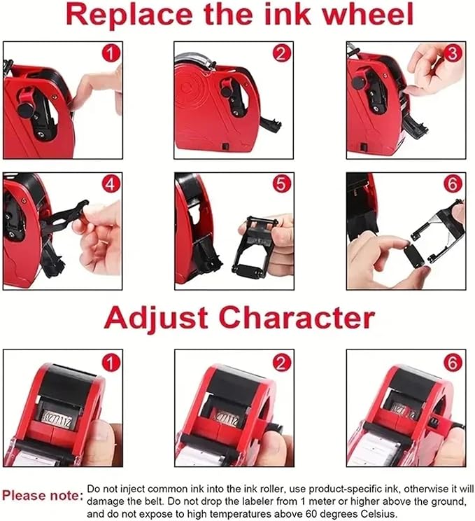 8 Digits Digital Tag Machine Handheld Label Machine + 1 Lines Labels +1 Ink 5500 Tag Marker Machine Labeler Labeller Sticker(9)