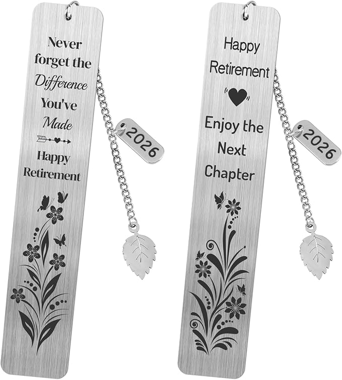 Retirement Gifts for Women 2026 Coworker Retirement Bookmarks for Women Men Book Lovers Farewell Going Away Goodbye Appreciation Retirement Gifts for Retired Teacher Nurse Colleagues(2Pcs Metal)