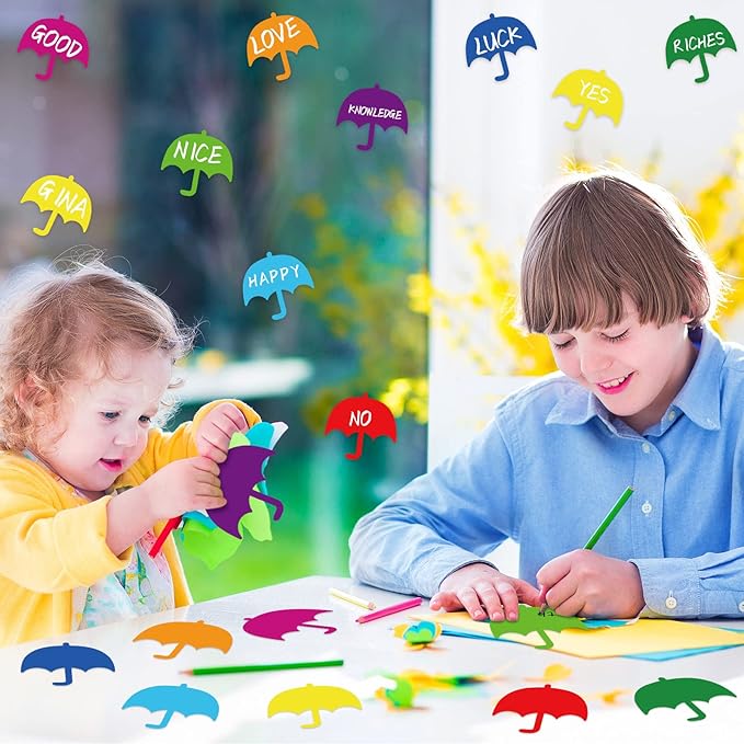 Geyee 108 Pcs Umbrella Cutouts 6 Inch Paper Spring Bulletin Board Decorations Classroom Cut Outs Umbrellas Shaped Die Cuts for DIY Projects Craft Office School Party Decor
