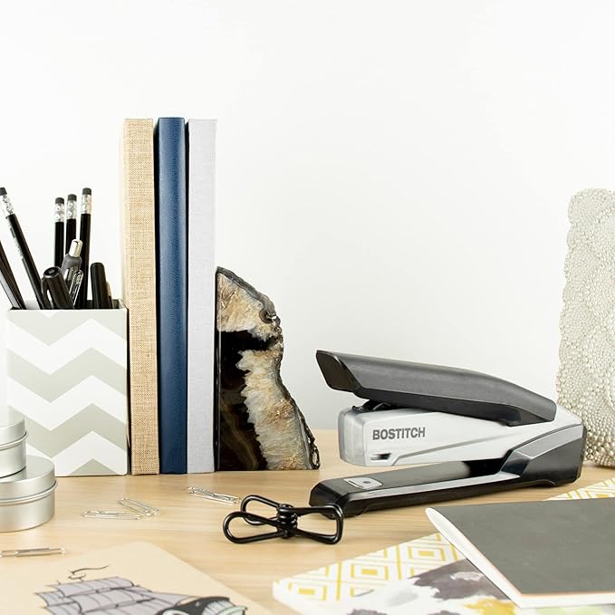 Bostitch Office InPower Desktop Eco-Friendly Stapler, One-Finger Technology, Jam-Free, Includes 210 Staples, Black (1100)