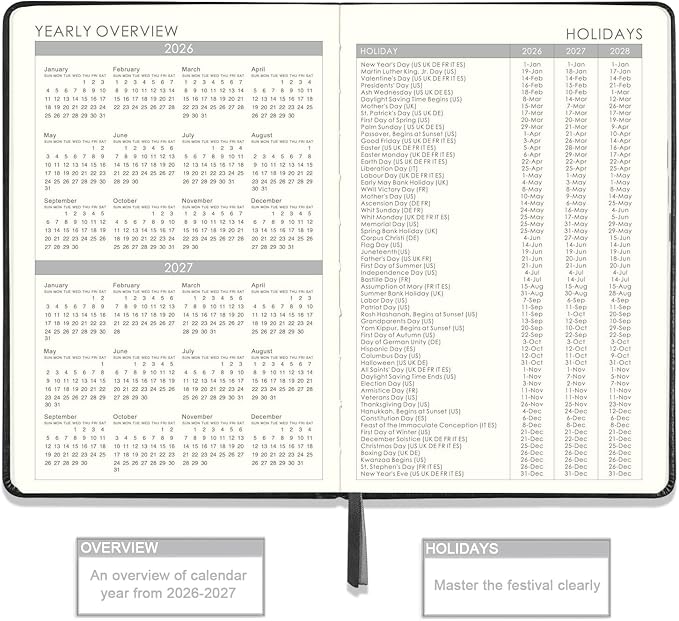 Planner 2026-2027, 2026 Planner(Jan 2026 - Dec 2026), Weekly and Monthly with Stickers, 5.7" X 8.2", 2026 Calendar Planner, Pen Holder, Inner Pocket, 44 Notes Pages - Blue
