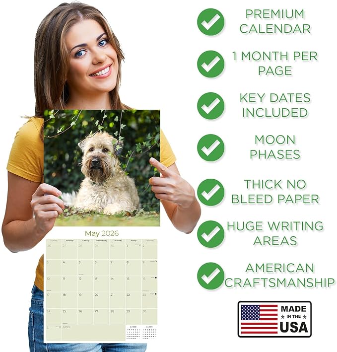 Softcoat Wheaten Terrier Calendar 2026 by MegaCalendars – Monthly Dog Breed Wall Calendar, Made in USA