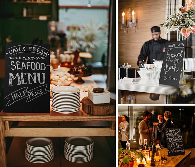 Metal Chalkboard Sign 11 x 17 inches - Food Signs for Party Buffet, Mini Chalkboard Sign, Food Display Card, Kitchen Tabletop Chalkboards, Small Standing Menu Boards for Wedding