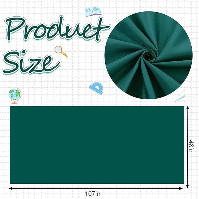 Mindsoft Bulletin Board Fabric 48 '' x 107 '' Class Fabric for Classroom Bulletin Board Decor, Pillows, Curtains, Crafts(Hunter Green Cloth)