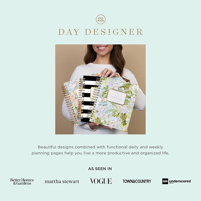 Day Designer Mini Daily Academic Year Planner Calendar, July - June, Glossy Laminated Cover, Wirebound, Laminated Tabs, Storage Pocket, Includes Stickers & Snap-In Ruler, Azure (Azure- 2025/2026, 7.4" x 9.5")