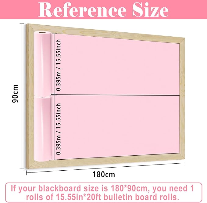 Pink Bulletin Board Roll Pastel Pink Reusable Waterproof Erasable Bulletin Board Poster Non-Woven Fabric Bulletin Board Background for Mother's Day Classroom Decor Wrapping Paper Crafts 15.55" x20ft