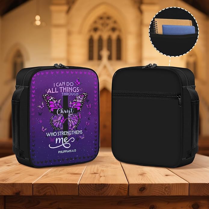 Bible Cover for Women, Bible Holder, Bible Cover With Handles, Bible Carrying Case, Bible Bags With Zipper and Pockets