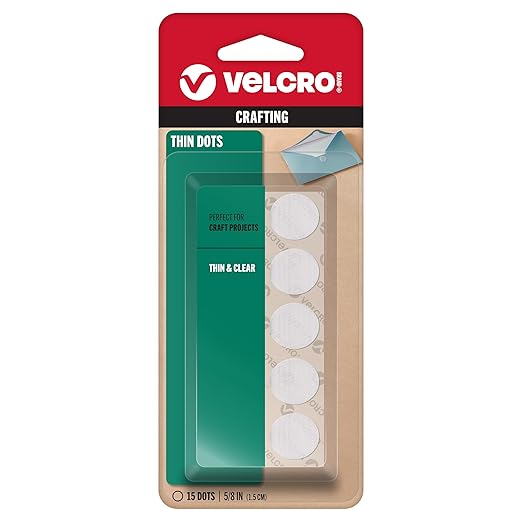 VELCRO Brand - Thin Clear Fasteners | General Purpose/ Low Profile | Perfect for Home, Classroom or Office | 5/8" Dots Circles, 15 Count - Clear