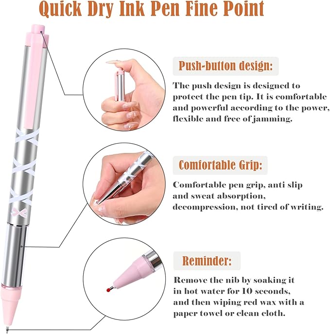 BAYTORY 8Pcs Gel Pens, Aesthetic Pens, Pastel Pen, Fine Point 0.5 mm Pen for Journaling, Retractable Quick Dry Black Ink, Smooth Writing for Office School Supplies (Pink Series)