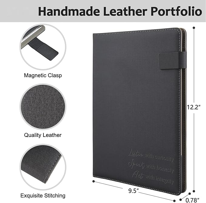 Business Portfolio Organizer for Men, Men Gifts Husband Boyfriend, Portfolio with Pockets for Papers, Documents, Padfolio Organizer Folder, Work Gift, Son Graduates First Job Interview College