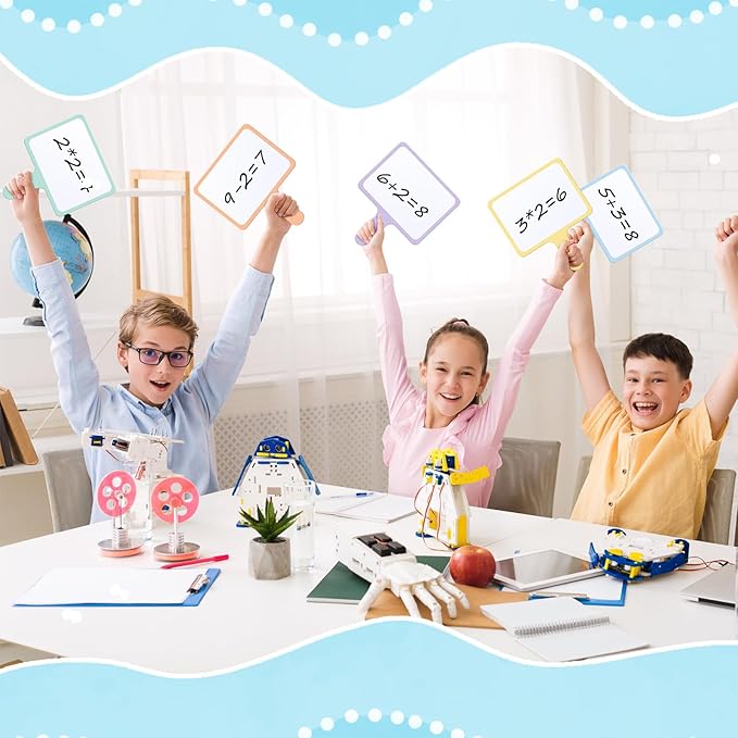 Henoyso 48 Pcs Dry Erase Answer Paddle with Markers Handheld Double Sided Paddles Colorful Flip Answer Dry Erase Paddles White Boards for Students Kids Score Boards Teacher(Rectangle Fresh)