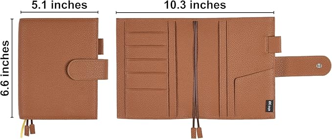 A6 Genuine Leather Techo Notebook Cover Compatible with Hobonichi Original Stalogy Midori MD with 5 Card Slots Pen Loop Bookmarks Back Pocket