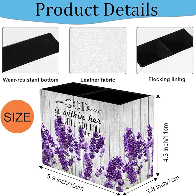Pen Holder and Anti-Slip Mouse Pad Combination, Makeup Brush Storage Box, Tableware Storage Box, Suitable for Office and Home - Lavender Psalm 46:5