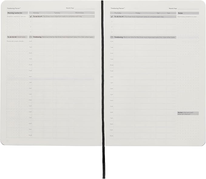 Timeboxing Planner - Structure to Turn To-Do into DONE | 52-Week Undated Organizer for Students & Busy People | 7×9 Flexible Cover - Black