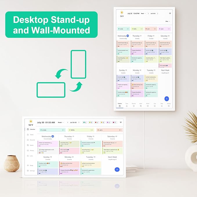 Digital Calendar, Smart WiFi Electronic Calendar&Chore Chart, IPS Touch Screen HD Display for Family Schedules, Share Moments Instantly from Anywhere (24)