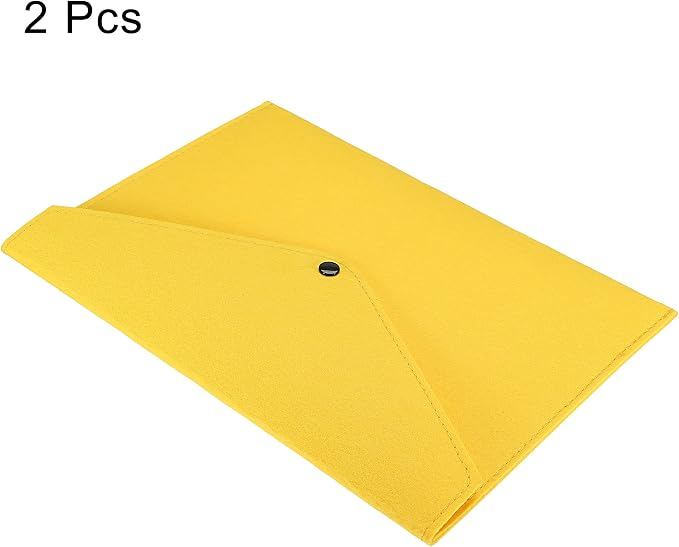 PATIKIL File Bag Felt Folder 2 Pack A4 Envelope Document Storage Pouch Organizer for Office Business, Yellow