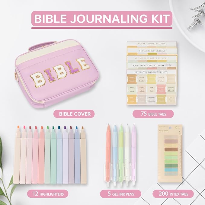 Bible Cover for Women Large Leather Western Bible Case with Study Supplies Purple Bible Cover Bags for Teen Girls Organizer (Purple, Large)