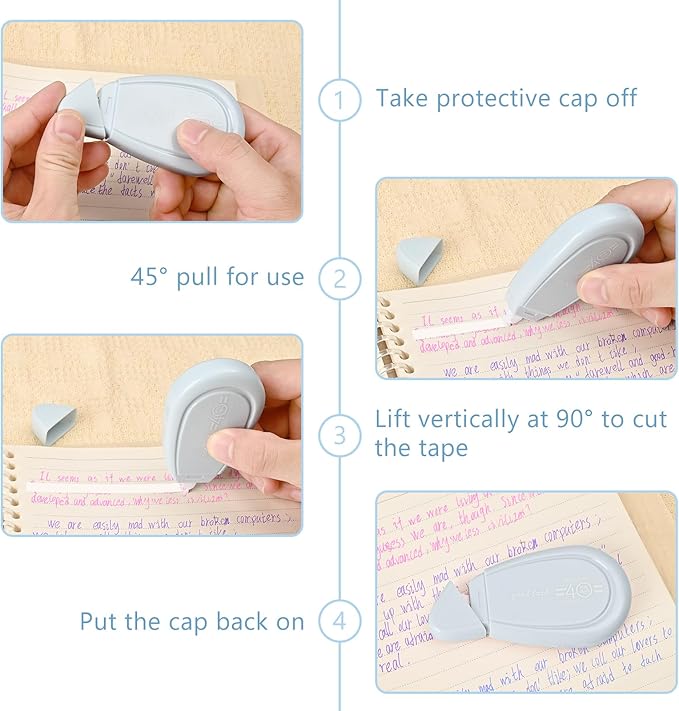 5pcs White Correction Out Tape, 32.81 Feet Cute Correction Tape for Instant Corrections, Easy to Use Applicator for Office and School Supplies (Blue)