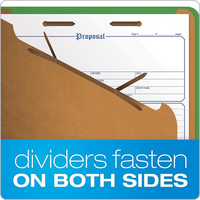 Pendaflex Classification Folders, Standard, 3 Dividers, Embedded Fasteners, 2/5 Cut Tab, Dark Green, Letter, 10/BX (24097) (Pack of 5)