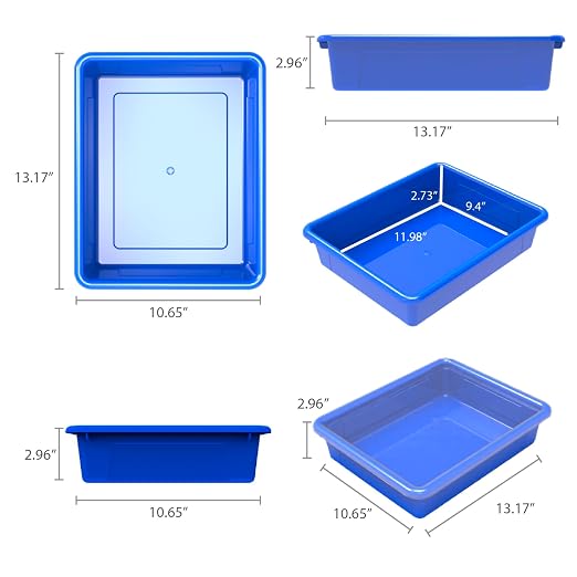 School Smart Sturdy Plastic Storage Tray, Multifunctional Design for Classroom, Home, and More, Letter Size, Blue