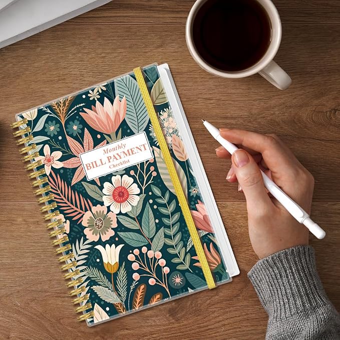 Monthly Bill Organizer - Monthly Bill Payment for Personal Budgeting Financial, Payments Checklist Organizer, 5.8" x 8.5", Flower-B