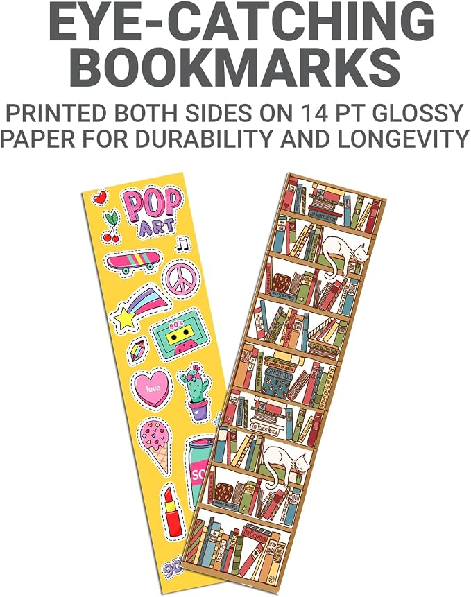 GotPrint Custom Made Bookmarks | 2x6 Upload Photos, Logos, or Text | Glossy Paper Full Color | Personalized Bulk Gifts for Classrooms, Birthdays, and Book Clubs, 250 Qty