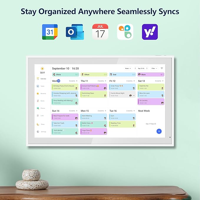 Digital Calendar, 21.5 Inch Electronic Calendar & Chore Chart, Smart Family Organizer with Interactive Touchscreen Display, Wall Mount or Desk Mount in Portrait or Landscape, Gifts for Women Men, Gifts for Mom Dad