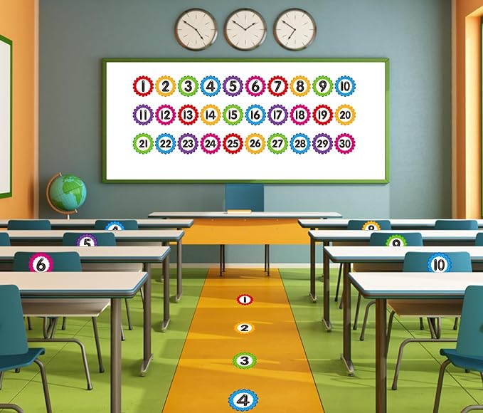 WhatSign Spots Line Up for Floors - Numbers & Dots Sticker Set of 36pcs - Kindergarten & Preschool Supplies