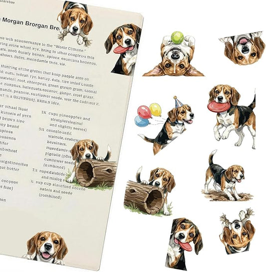 Beagle Magnetic Bookmarks Set of 8 – Cute Dog Bookmark Clips, Funny Dog Page Markers with Playful Poses, Magnetic Book Marks for Dog Lovers, Animal Bookmarks Gifts for Dog Moms & Women