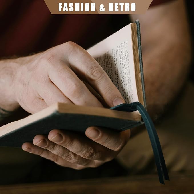 Jack&Chris Genuine Leather Bookmark, Thin Handmade Stitched Bookmarks for Women Men, Classic Style Book Accessories Gifts for Book Lovers Students Writers Readers Teens Adults, Blue