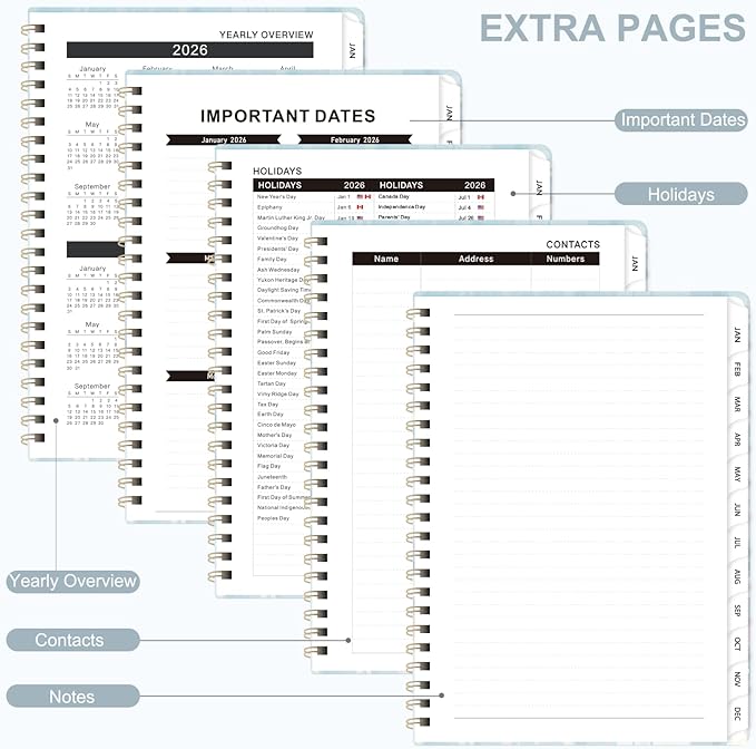 2026 Planner, Weekly and Monthly Calendar Planner Book, Jan 2026 - Dec 2026, Planning Agenda for Desk Accessories and School Supplies - A5 (6.3'' x 8.5'')