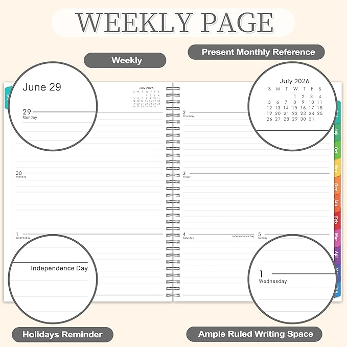 2026-2027 Planner - 2026-2027 Weekly and Monthly Planner, 9” × 11”, from JUL 2026 to JUN. 2027, Inner Pocket, Premium Paper, Twin-wire Binding, Make Life Productive - Gray