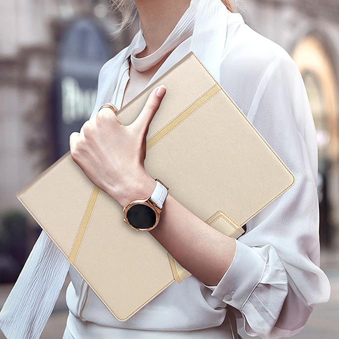 Toplive Padfolio Portfolio Case, Executive Business Padfolio with Document Sleeve, Letter/A4 Size Clipboard, Business Card Holders, Portfolio for Women & Men, Matte Gold