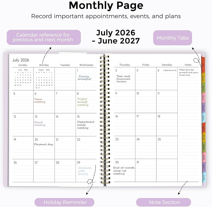 SKYDUE Appointment Book 2026-2027, Academic Hourly Planner from July 2026 - June 2027, 8.5" x 11" Weekly & Monthly Schedule Planner with 15-Minute Interval- Perfect for Daily Planning Purple