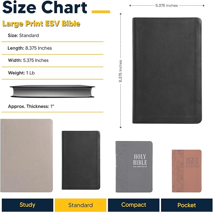 Personalized ESV Thinline Bible Large Print English Standard Version Faux Leather Holy Bible ESV with Custom Name, Date and Text | Custom Gift for Christian & Religious Celebrations | Black