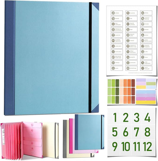The Life Book Document Organizer - Binder for Important Documents, 2026 New Portable Multi-Pocket Filing Folder, for Storing Certificates, Passports, Photos, and Letters (Blue 2in)