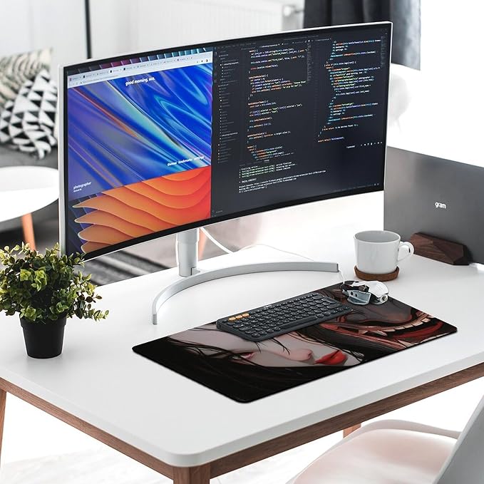 Large Mouse Pad Gaming Japanese Fantasy Female Samurai Anime Girl Desk Mat for Keyboard and Mouse Mat Non-Slip Rubber Desk Pad 40X75cm, Style