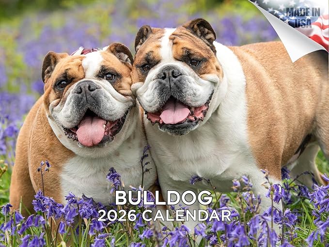 2025 2026 Bulldog Calendar - Dog Breed Monthly Wall Calendar - 12" x 18" Open - Thick No-Bleed Paper - Giftable - Academic Teacher's Planner Calendar Organizing & Planning - Made in USA