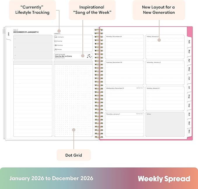 Blue Sky Gen Z 2026 Weekly and Monthly Planner Calendar, January 2026 - December 2026, 8.5" x 11", Flexible Cover With Zip Pouch, Durable Twin Wire Binding, Laminated Tabs, Storage Pocket, Capri